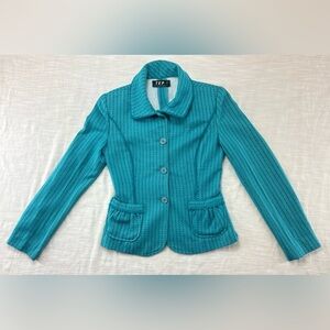 Tep‎ Blue/Aqua Tweed Collared Blazer Jacket Size Small